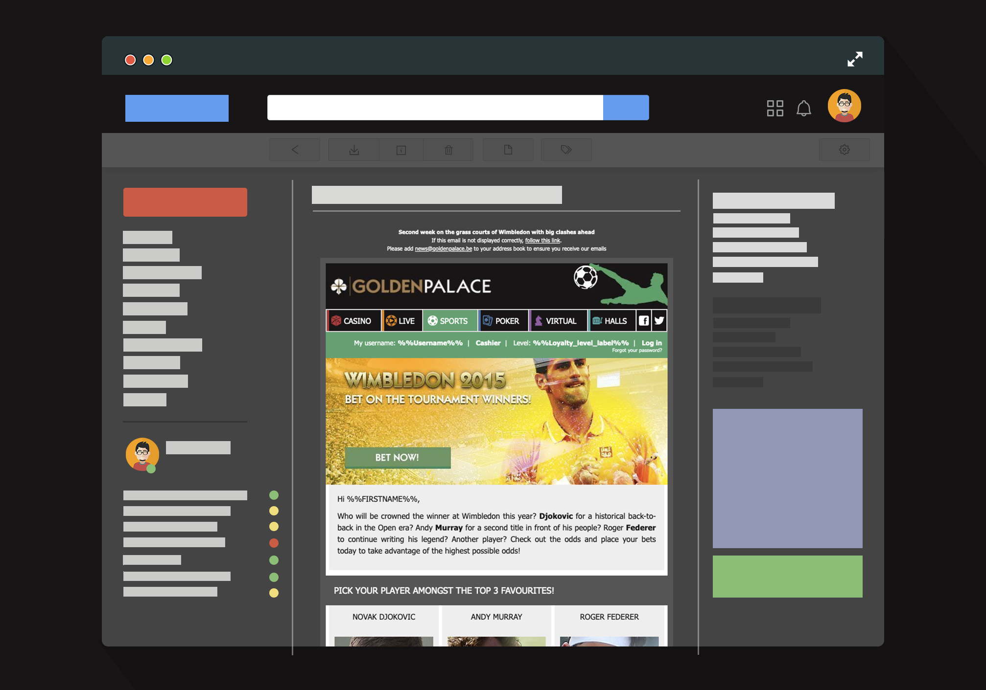 image showing the wimbledon email campaign in phone mock ups