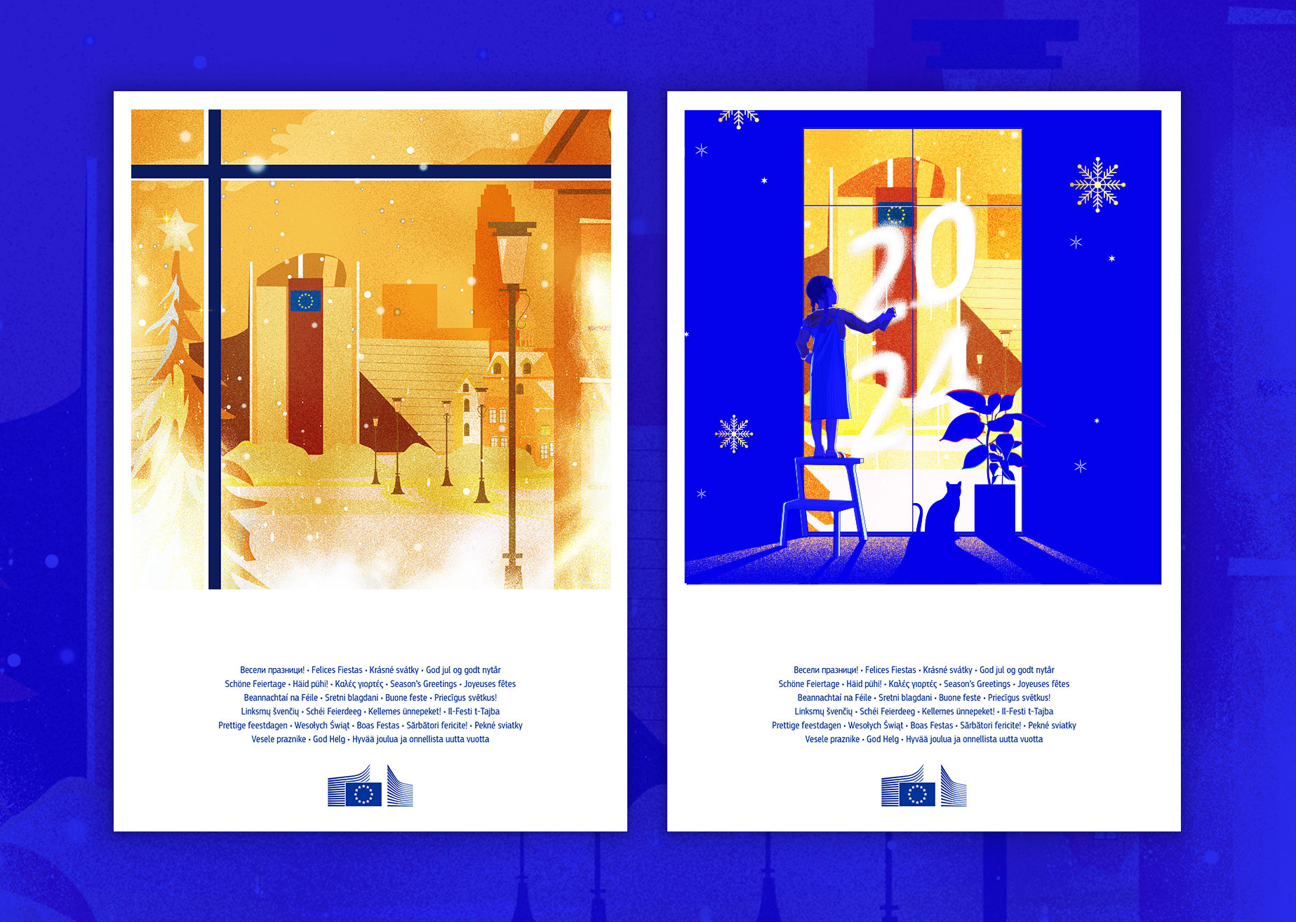 close up image of the 2024 EU greeting illustration