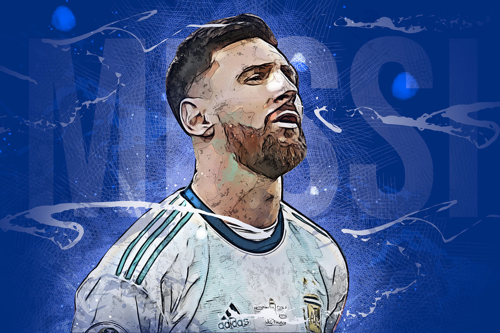 image of a retouche of the football player Lionel Messi